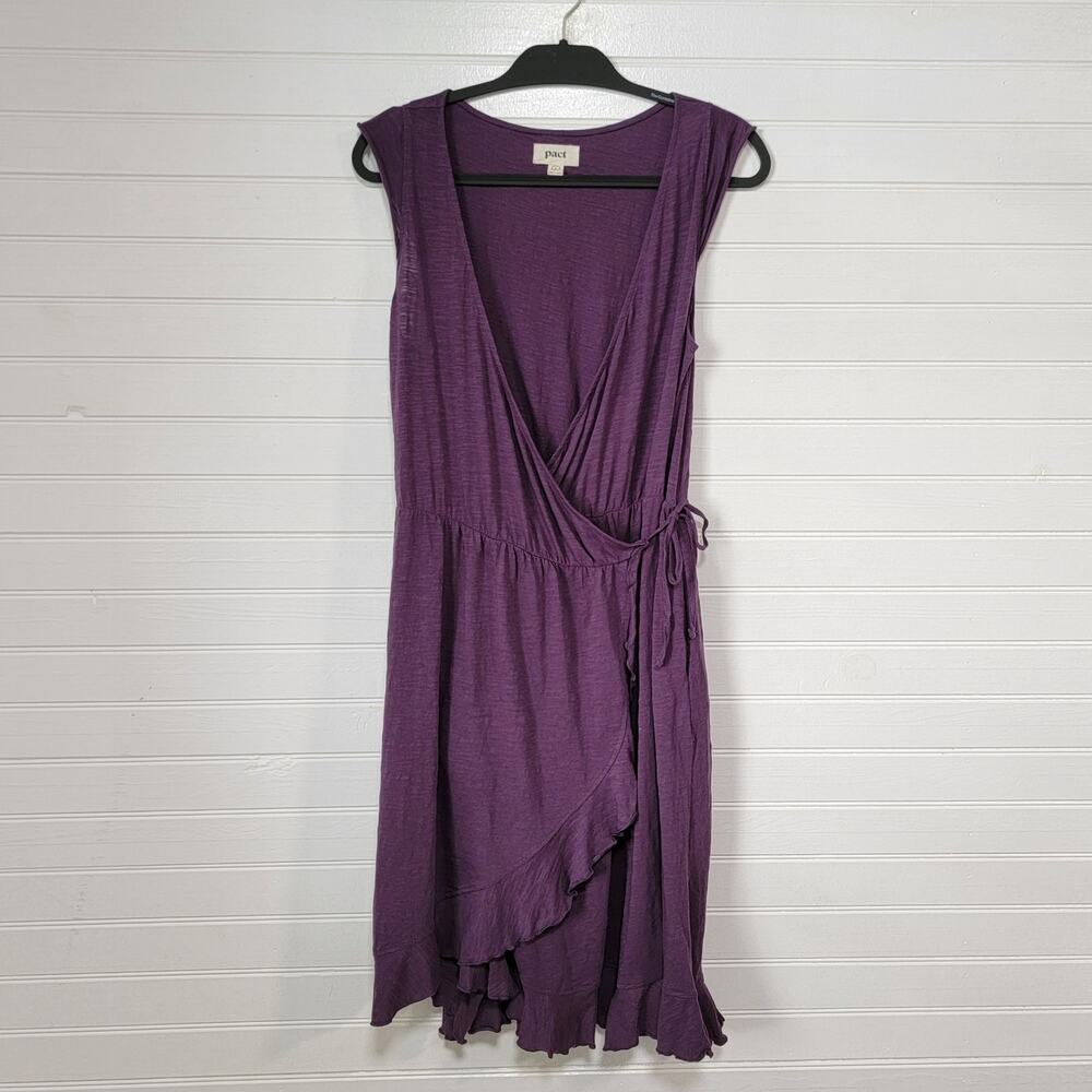 Pact Wrap Dress Large Ruffle Organic Cotton Cottage Fairy Whimsygoth Pockets